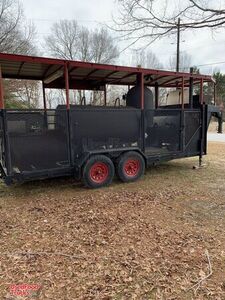 Used 27' 2002 Custom-Built Gooseneck Open BBQ Pit Smoker Rig Trailer