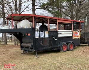 Used 27' 2002 Custom-Built Gooseneck Open BBQ Pit Smoker Rig Trailer