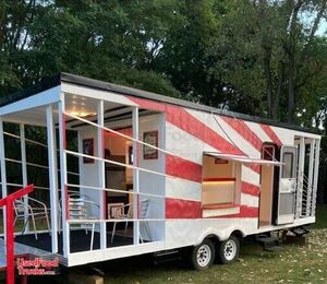 Cute 8' x 25' Mobile Bar Trailer with Porch / Mobile Taproom Bar on Wheels.