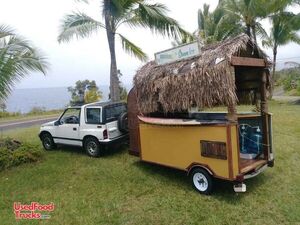 One of a Kind Tiki Hut Style Shaved Ice Concession Trailer / Eye-Catching Snowball Stand.