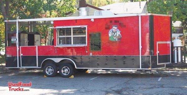 2016 - 8.5' x 24' Pitmaker Barbecue Concession Trailer with Porch and Truck.