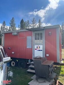 Barbecue Concession Vending Trailer with Smoker on a Single Axle Trailer.
