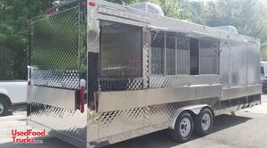 All Stainless Steel 2019 - 24' Licensed and Permitted Mobile Kitchen Food Trailer with Porch