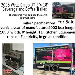 Turn Key 2003 Wells Cargo 8' x 18' Beverage and Coffee Trailer