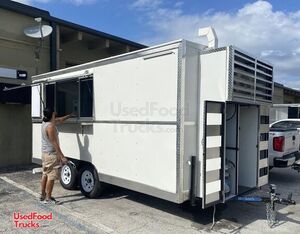 Lightly Used 2021 8' x 16' Commercial Mobile Kitchen Food Vending Trailer.