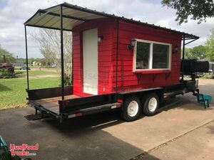 Like New - Cabin Style 20' Barbecue Concession Trailer with Open Porch