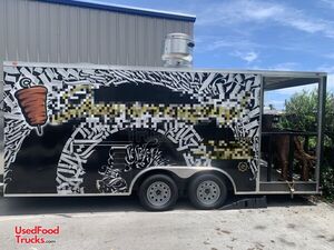 2019 - 8.5' x 18' Mobile Kitchen Gyros / BBQ Food Concession Trailer with 4' Porch.