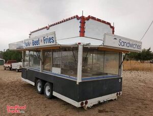 Heavy Duty Used 8' x 18' Mobile Food Concession Trailer with 360 Windows.
