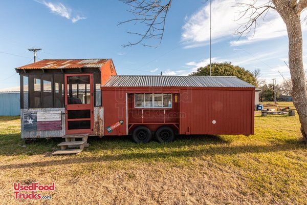 Rustic 2014 Cabin Style 8' x 27' BBQ Food Concession Trailer w/ Screened Porch