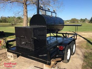 2008 Open Commercial Reverse Flow Smoker with 42"x 8' on 6' x 12' Trailer
