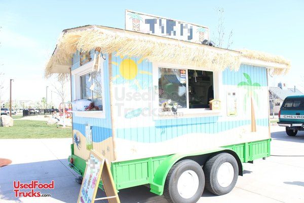 Used 8' x 12' Dual Axle Shaved Ice Snowball Snocone Concession Trailer.