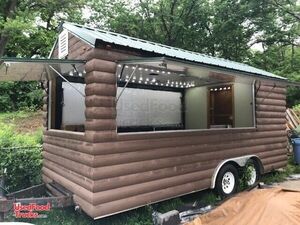 2000 - 8' x 18' Eye-Catching Log Cabin Vending Trailer / Mobile Concession Unit.