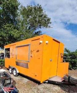 2021 8' x 18' Commercial Barbecue Kitchen Food Concession Trailer with Porch.