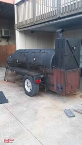 Full-Featured 84" Deluxe Open Barbecue Smoker Trailer with Chargrill