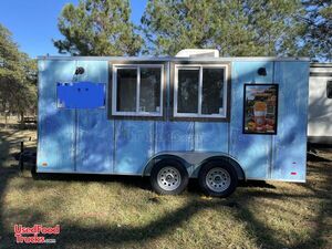 2021 - 7' x 16' V-Nose Shaved Ice Concession Trailer with Very Clean Interior.