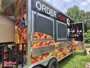 2025 8' x 16' Wood Fired Pizza Food Concession Trailer w/ Porch + Pro Fire System