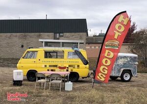 Vintage 1966 Dodge A100 Pop-Up Van Retro Food Truck w/Storage Trailer.