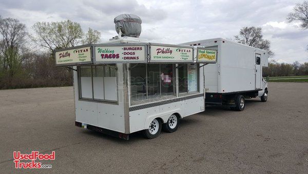 Well-Kept 8' x 12' Shortstop Food Concession Trailer with a 1999 Ford E450 Supple Truck with Sleeper.