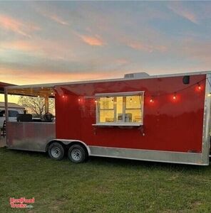 Brand New 2023 - 8.5' x 24' Mobile Barbecue Food Concession Trailer with Porch + Upgraded Coating
