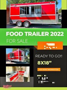 NEW 2022 - 8' x 18' Food Concession Trailer with Clean Interior.