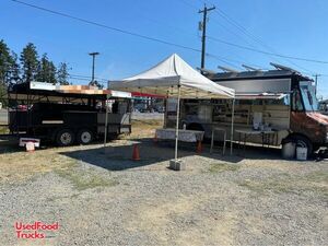 Used Grumman Step Van Barbecue Food Truck with Smoker Trailer